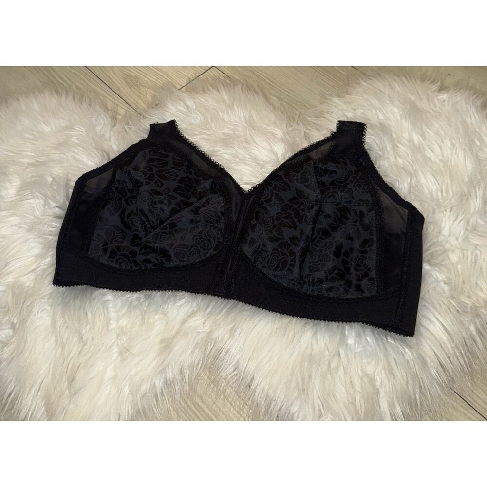 Playtex 4693 18 Hour Original Comfort Strap Bra WF Floral Womens 44C Black New